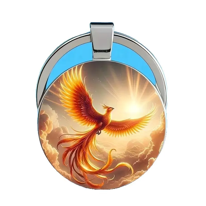 Twilight Vintage Phoenix Keychain – Alloy Glass Pendant Car Keyring, Retro Sunset Design Key Fob, Stylish Accessory for Keys & Bags